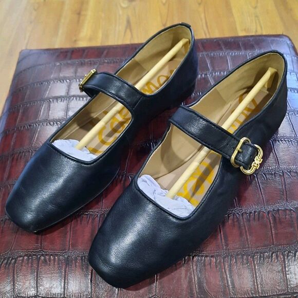 Sam Edelman Michaela Mary Jane Black Leather Flats Gold Buckle Size 8.5 XLNT - Picture 8 of 11